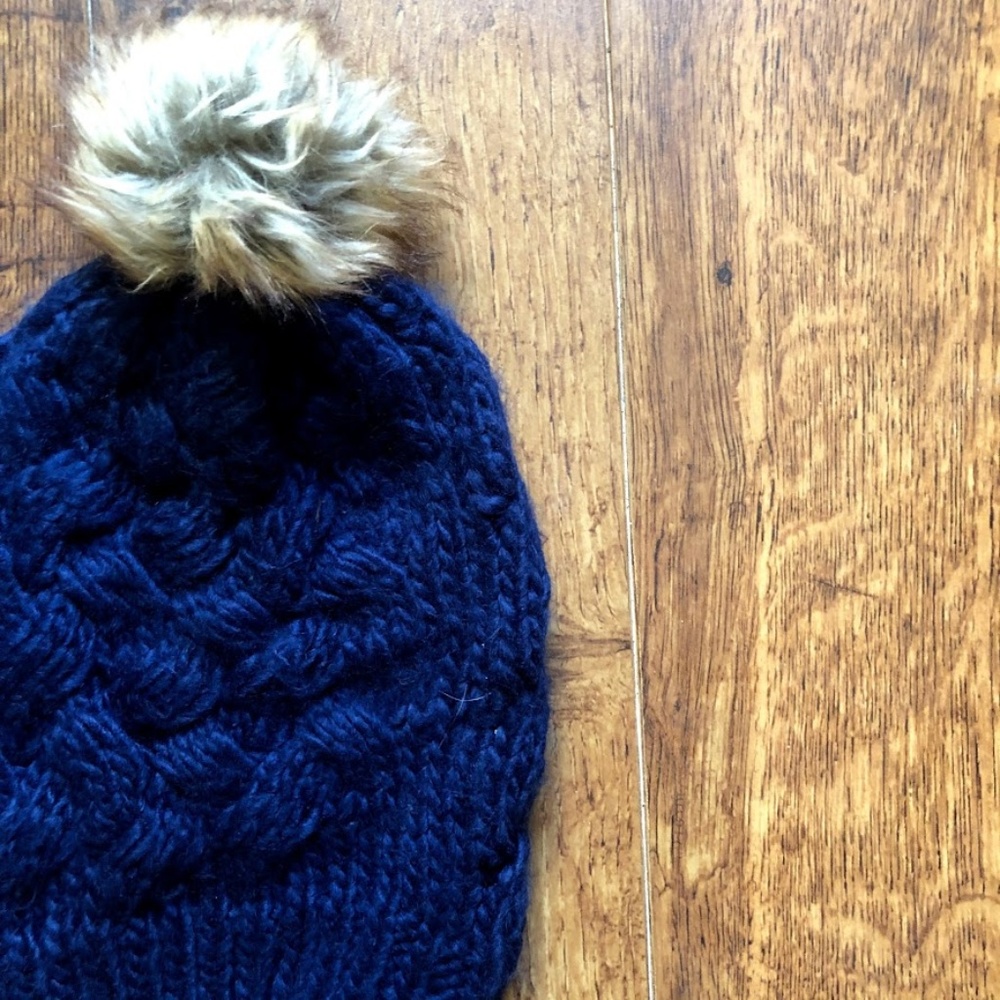 FREE with purchase Knit Beanie with Fur Pom Pom